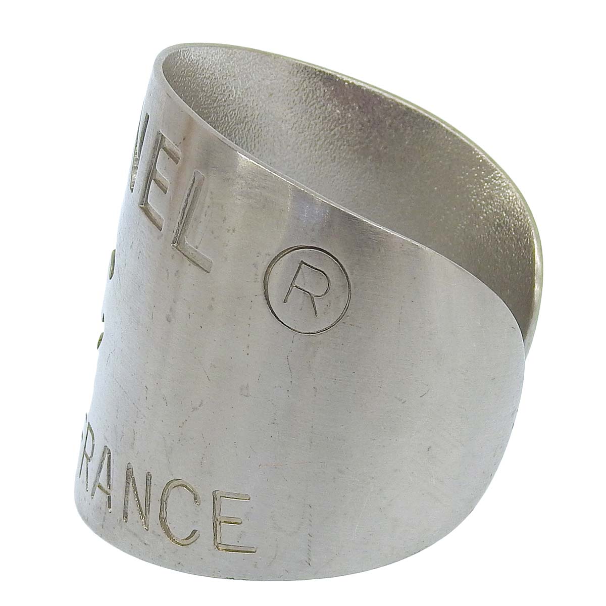 シャネル CHANEL シャネルロゴ ココマーク バングル ブレスレット メタル シルバー レディース 99A くりぬき幅広 4534