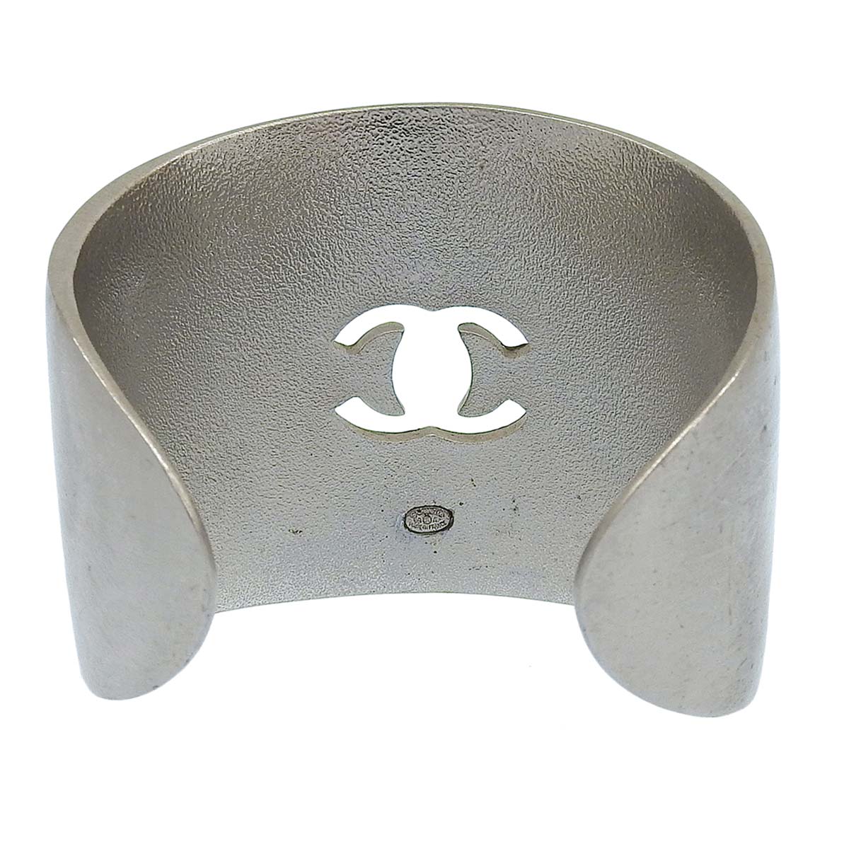 シャネル CHANEL シャネルロゴ ココマーク バングル ブレスレット メタル シルバー レディース 99A くりぬき幅広 4534