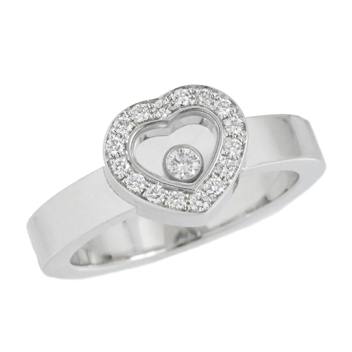 ショパール CHOPARD 750WG K18WG ホワイトゴールド ハッピーダイヤモンド ダイヤ1P ハートモチーフダイヤ 指輪 サイズ11 レディース  3863