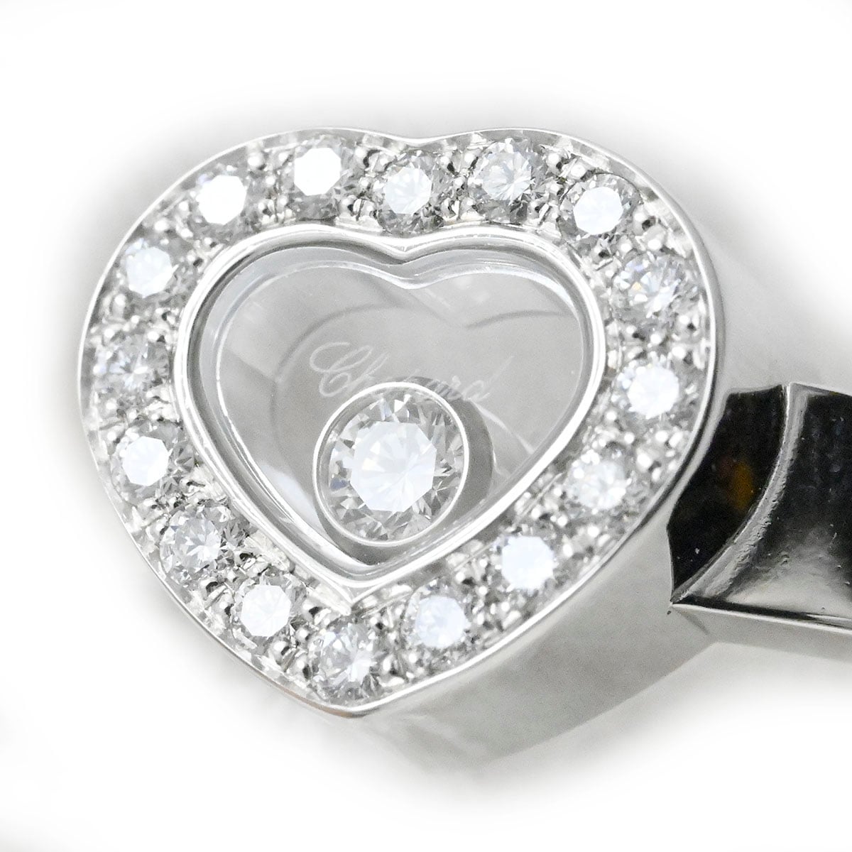ショパール CHOPARD 750WG K18WG ホワイトゴールド ハッピーダイヤモンド ダイヤ1P ハートモチーフダイヤ 指輪 サイズ11 レディース  3863