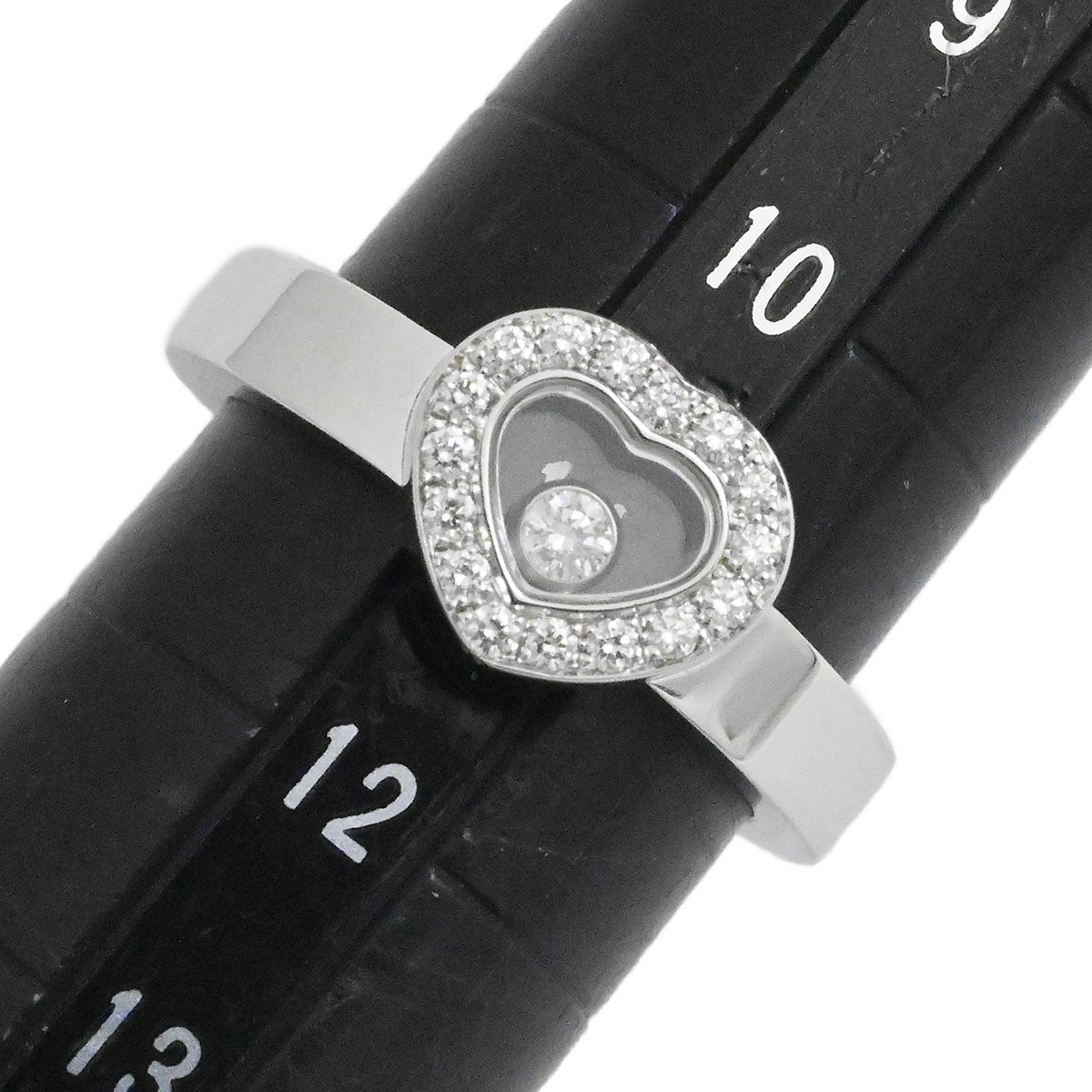 ショパール CHOPARD 750WG K18WG ホワイトゴールド ハッピーダイヤモンド ダイヤ1P ハートモチーフダイヤ 指輪 サイズ11 レディース  3863