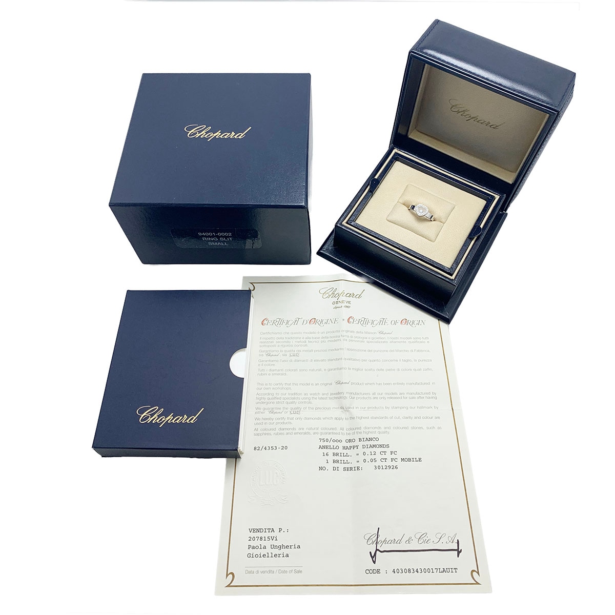 ショパール CHOPARD 750WG K18WG ホワイトゴールド ハッピーダイヤモンド ダイヤ1P ハートモチーフダイヤ 指輪 サイズ11 レディース  3863