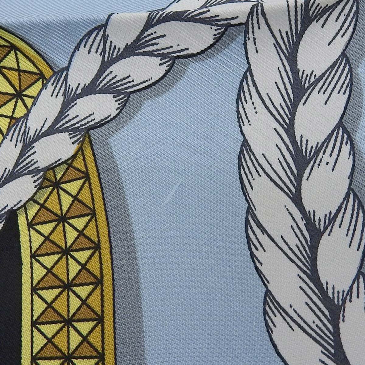 エルメス HERMES カレ90 GRANDAPPARAT 盛装の馬 スカーフ シルク ライトブルー×ブラック レディース 4726