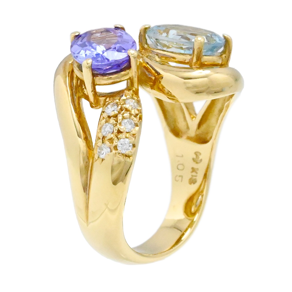 タサキ TASAKI K18YG イエローゴールド アクアマリン1.21ct タンザナイト1.05ct ダイヤモンド0.11ct サイズ10 レディース  2020