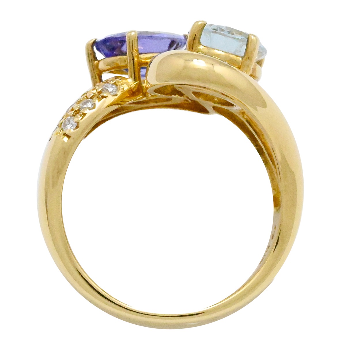 タサキ TASAKI K18YG イエローゴールド アクアマリン1.21ct タンザナイト1.05ct ダイヤモンド0.11ct サイズ10 レディース  2020