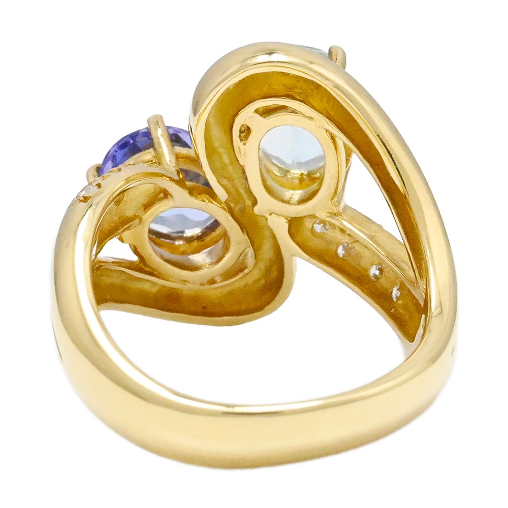 タサキ TASAKI K18YG イエローゴールド アクアマリン1.21ct タンザナイト1.05ct ダイヤモンド0.11ct サイズ10 レディース  2020
