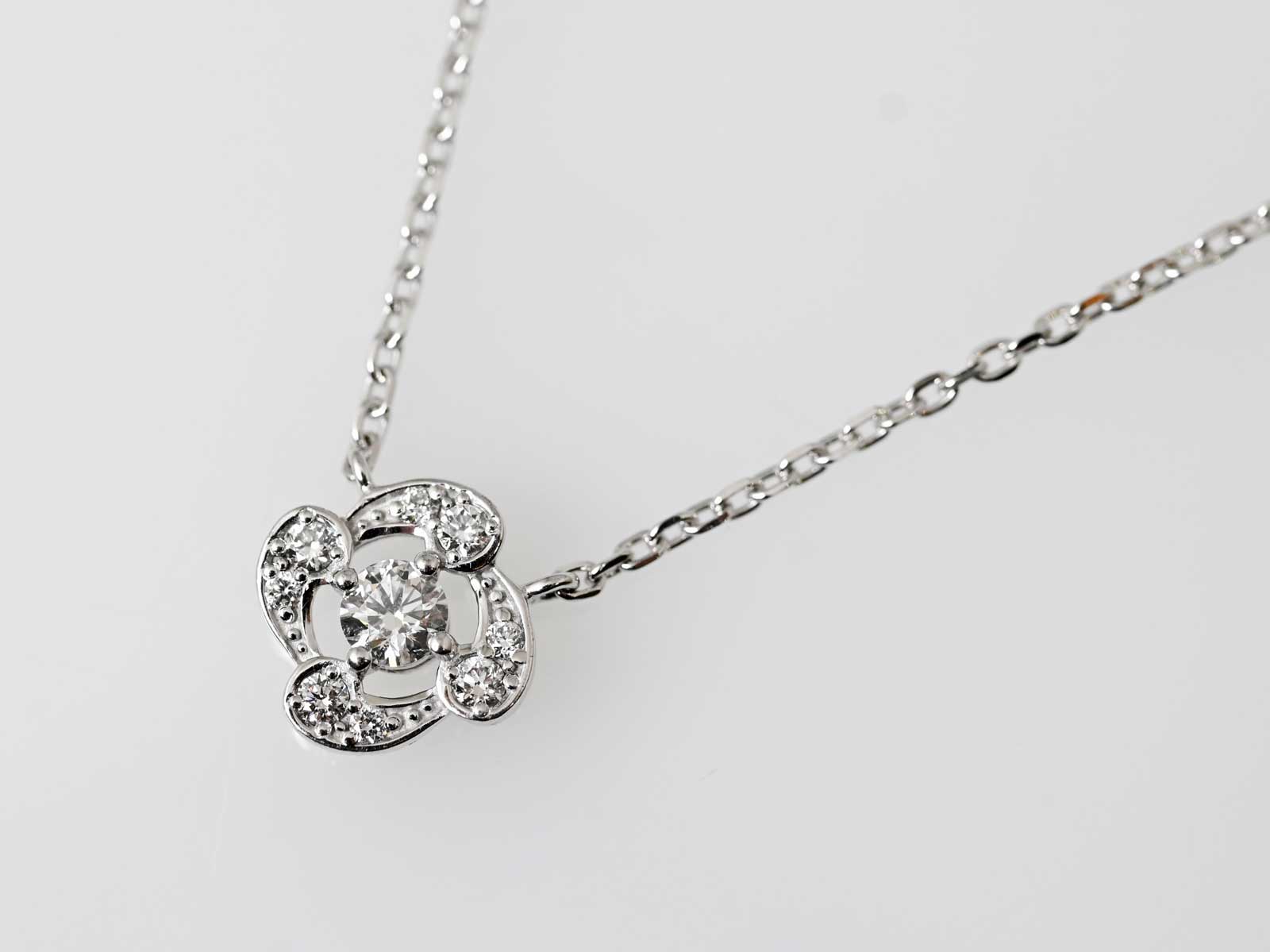 モニッケンダム MONNICKENDAM K18ＷG ホワイトゴールド イングリッシュローズ ダイヤ0.16ct ネックレス ブランドジュエリー 7229