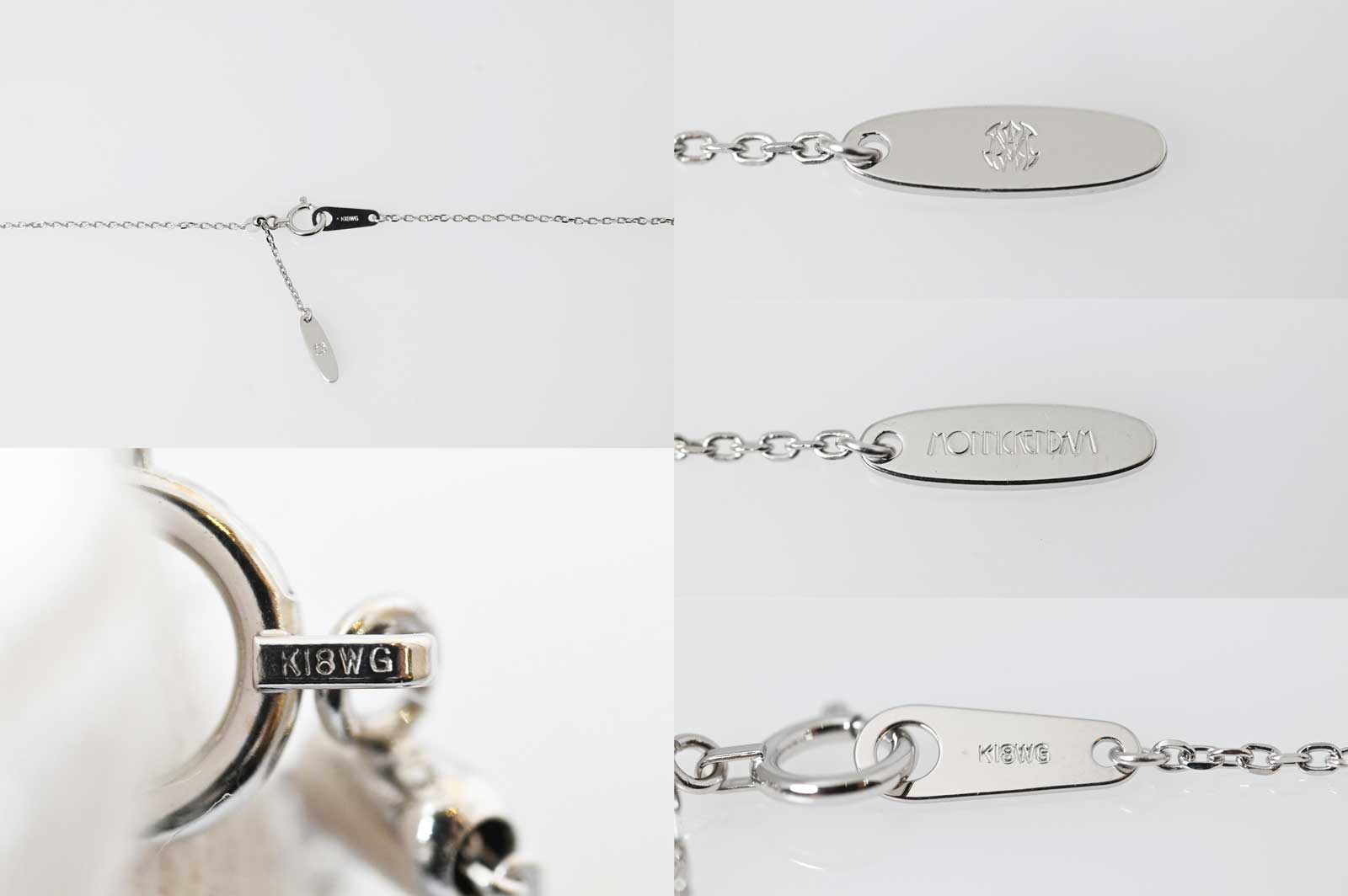 モニッケンダム MONNICKENDAM K18ＷG ホワイトゴールド イングリッシュローズ ダイヤ0.16ct ネックレス ブランドジュエリー 7229