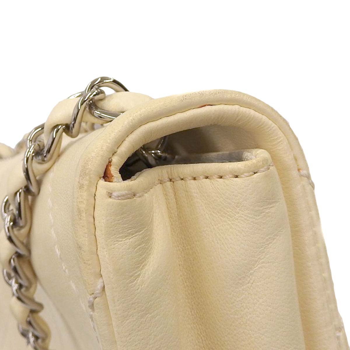 シャネル CHANEL キルティング チェーンショルダー ショルダーバッグ ラムスキン ホワイト系 レディース 9番台 4330