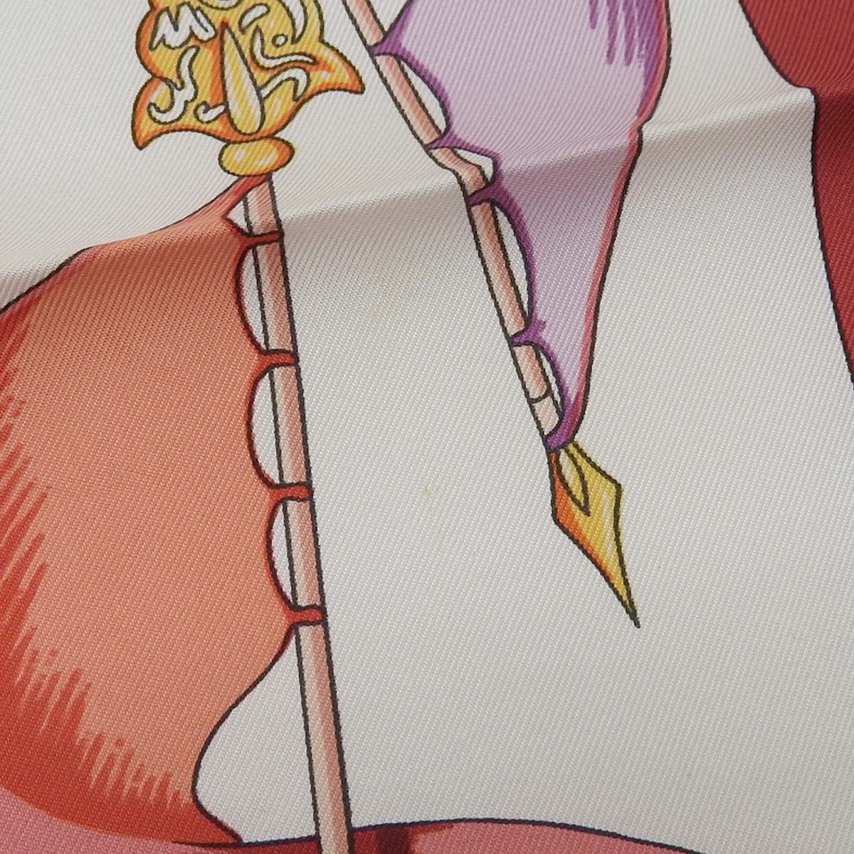 エルメス HERMES カレ90 TURQVERIES EN L’HONNEUR DE MHT1748 ムッシュ・ド・Tのためのトルコ行進曲 レッド×オフホワイト レディース 4728