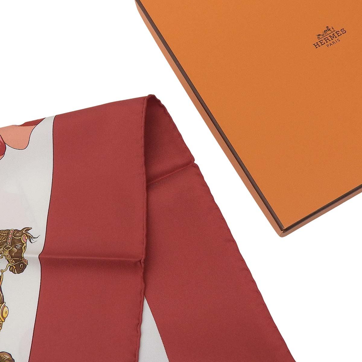 エルメス HERMES カレ90 TURQVERIES EN L’HONNEUR DE MHT1748 ムッシュ・ド・Tのためのトルコ行進曲 レッド×オフホワイト レディース 4728