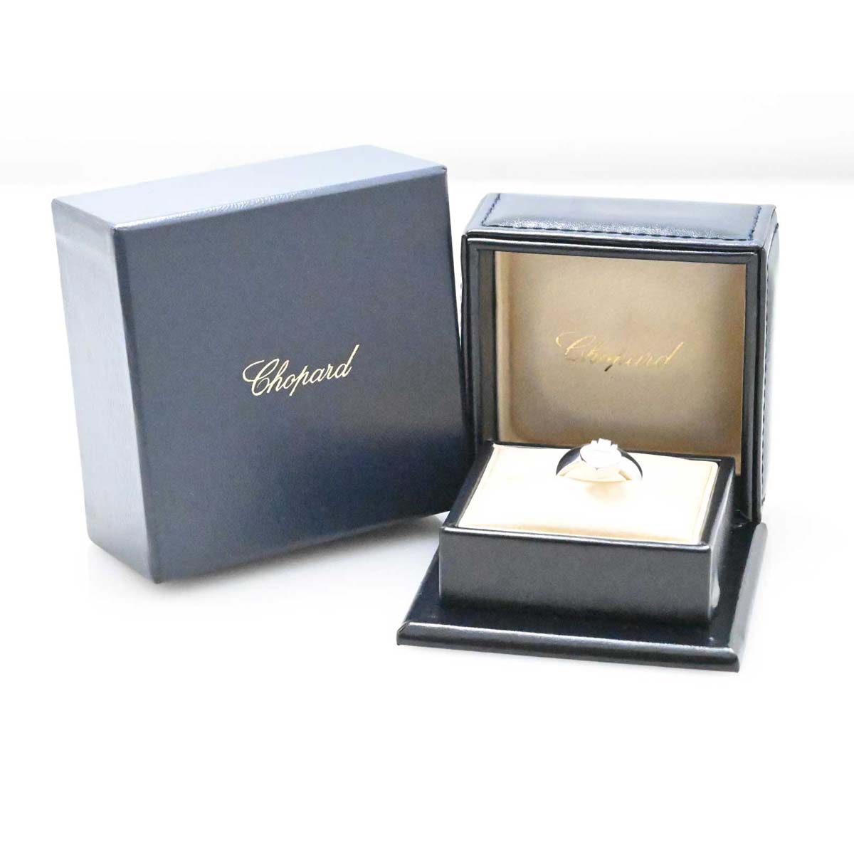 ショパール chopard 750ＷG ホワイトゴールド ハッピーダイヤモンド ハート ダイヤ1P リング レディース 14号 3234