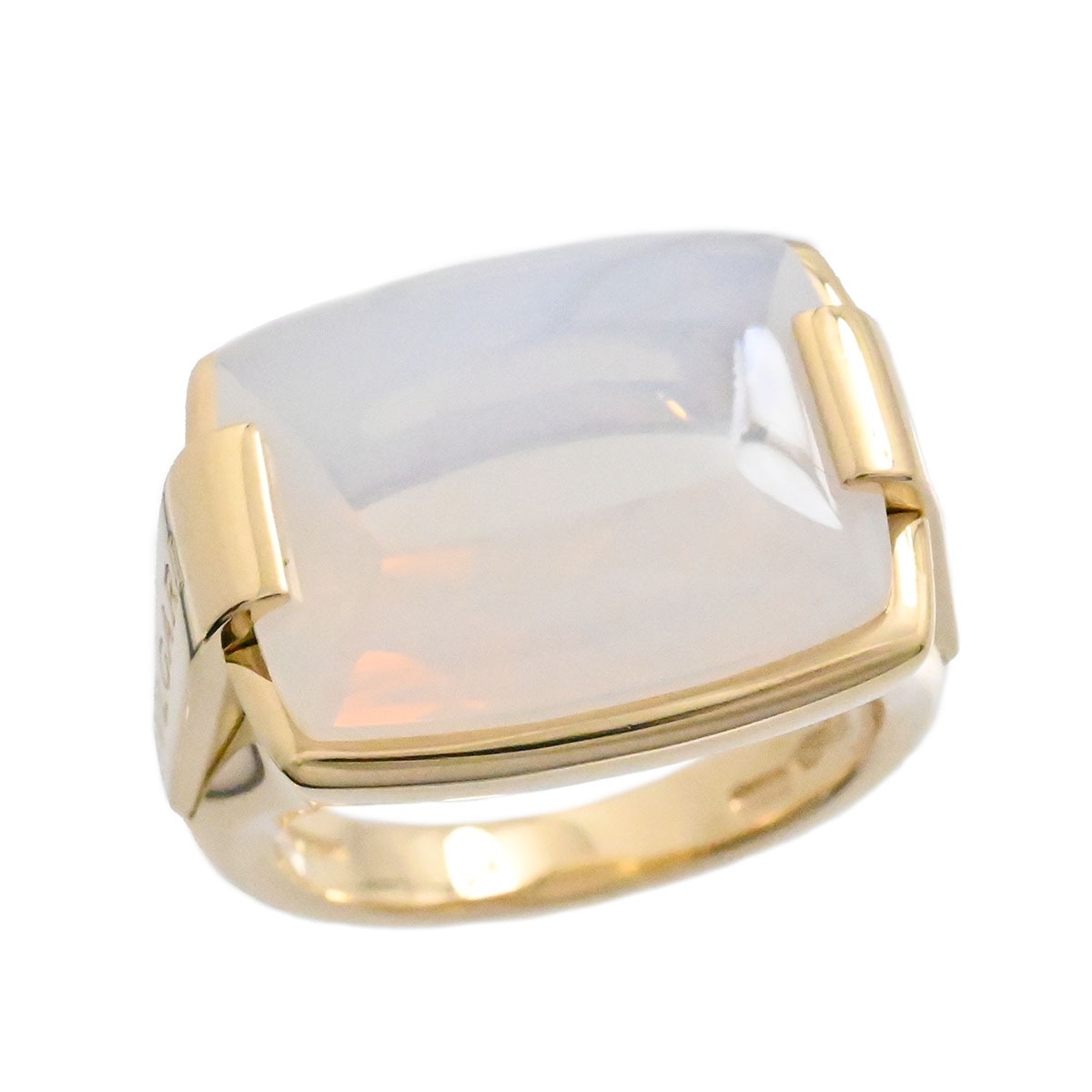 ブルガリ BVLGARI 750YG イエローゴールド ミルキークォーツ アレグラ リング 12号 レディース  3627