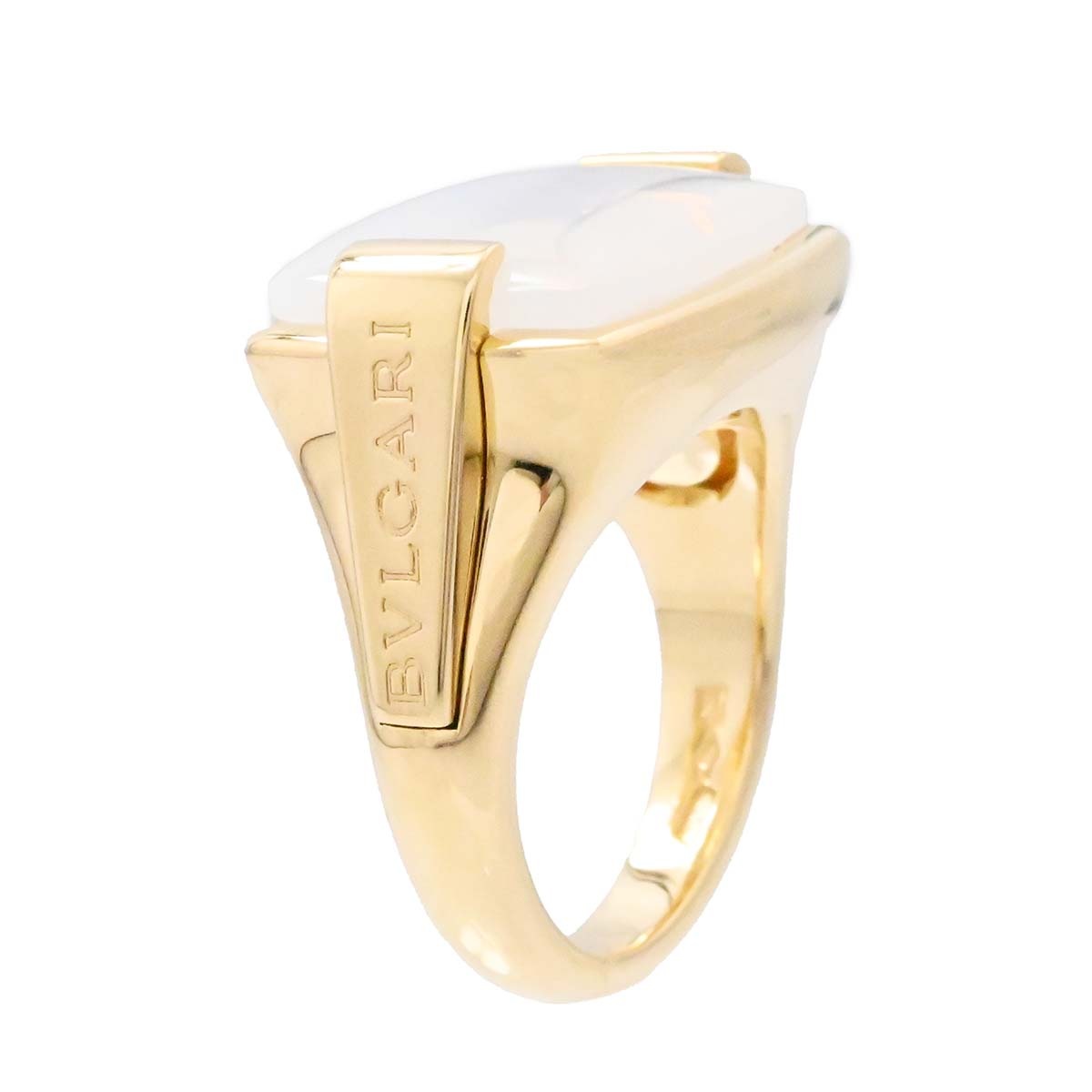 ブルガリ BVLGARI 750YG イエローゴールド ミルキークォーツ アレグラ リング 12号 レディース  3627