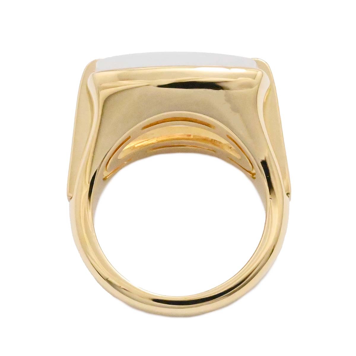 ブルガリ BVLGARI 750YG イエローゴールド ミルキークォーツ アレグラ リング 12号 レディース  3627