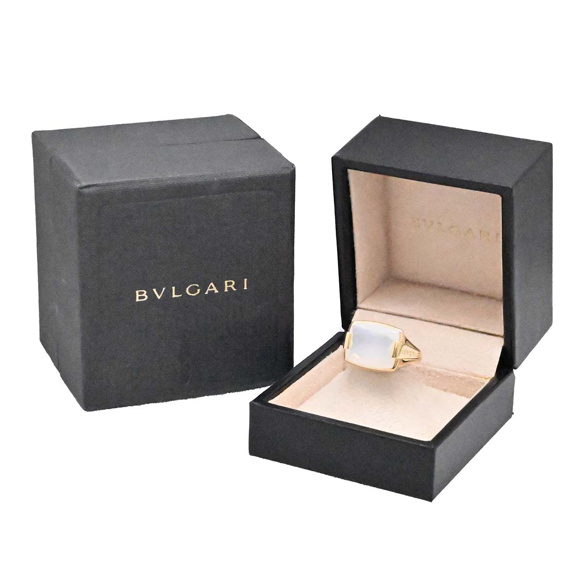 ブルガリ BVLGARI 750YG イエローゴールド ミルキークォーツ アレグラ リング 12号 レディース  3627