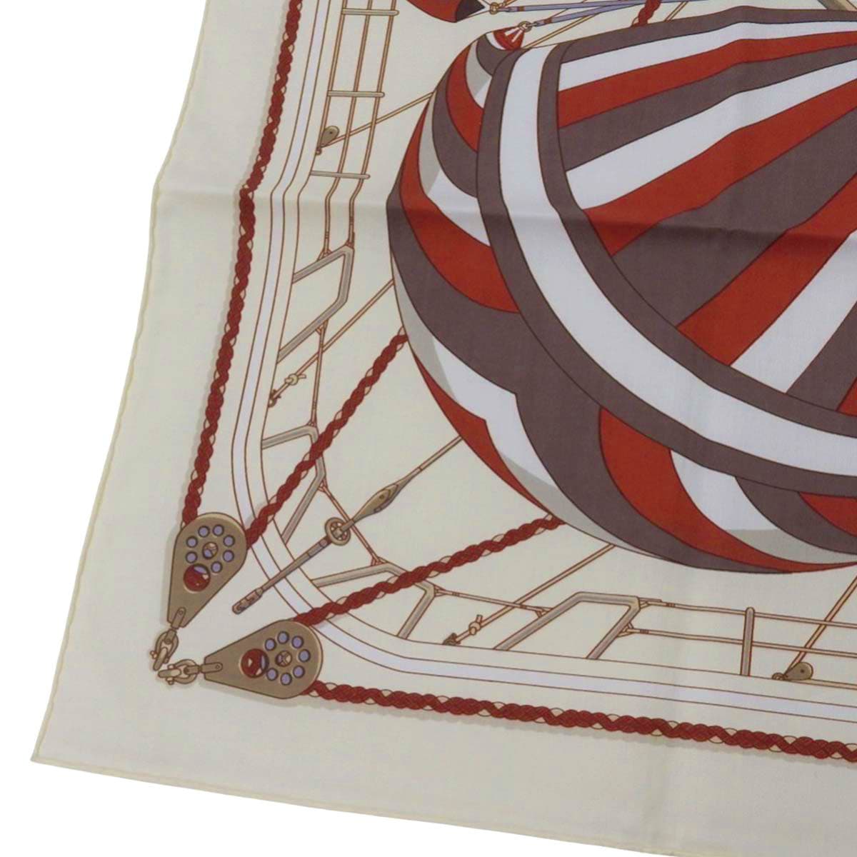 エルメス HERMES カレ SPINNAKERS スピンネーカー スカーフ コットン アイボリー×レッド レディース 気球 4635