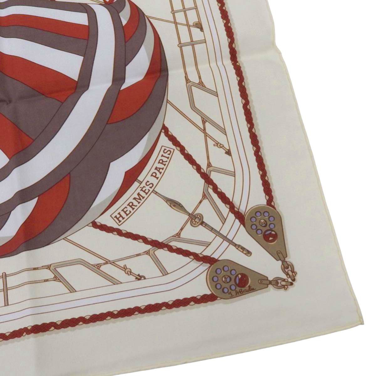 エルメス HERMES カレ SPINNAKERS スピンネーカー スカーフ コットン アイボリー×レッド レディース 気球 4635