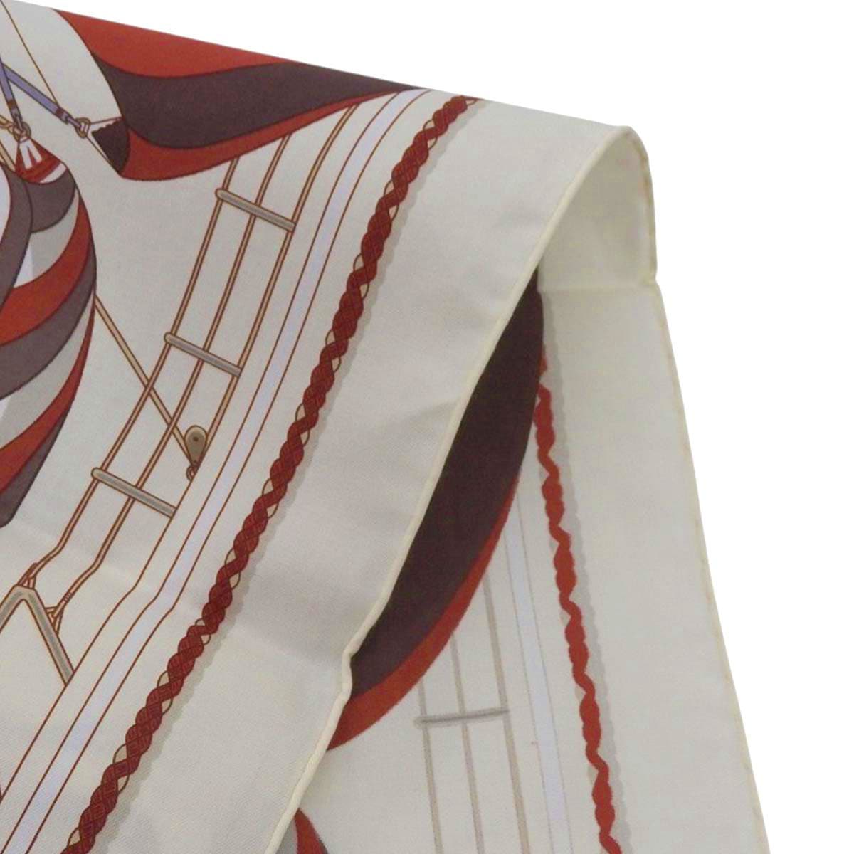 エルメス HERMES カレ SPINNAKERS スピンネーカー スカーフ コットン アイボリー×レッド レディース 気球 4635