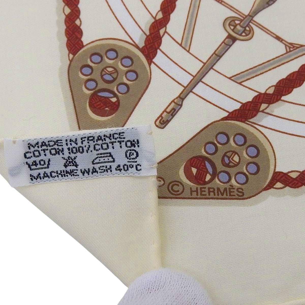 エルメス HERMES カレ SPINNAKERS スピンネーカー スカーフ コットン アイボリー×レッド レディース 気球 4635