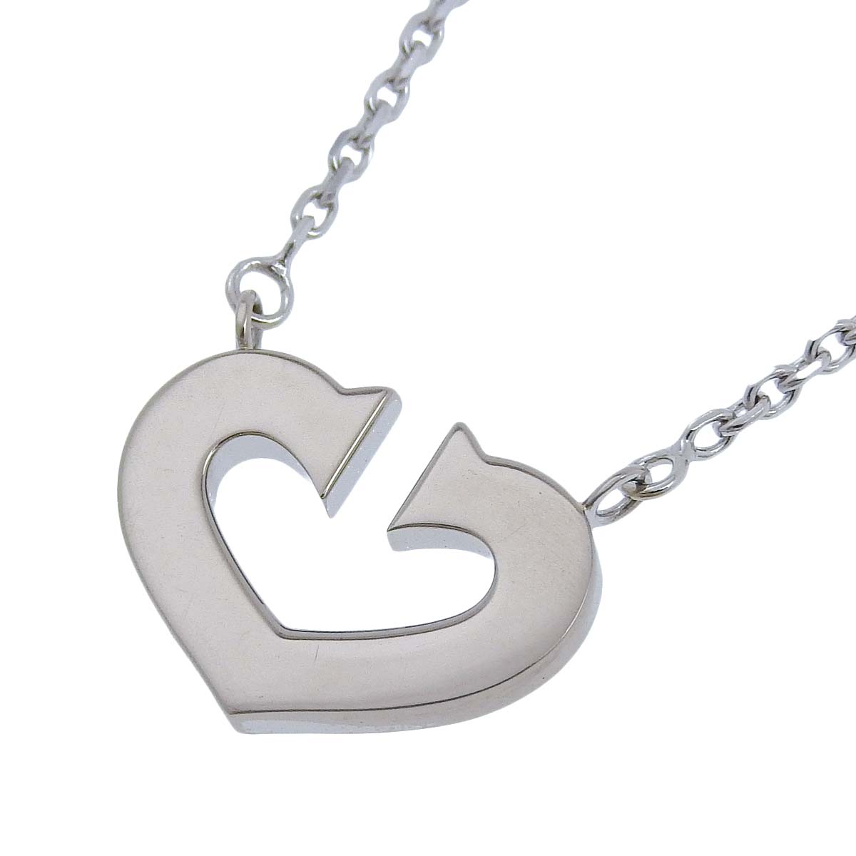 カルティエ CARTIER Cハート ネックレス 750WG K18WG ホワイトゴールド レディース 4729