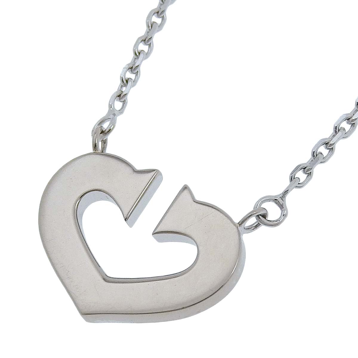 カルティエ CARTIER Cハート ネックレス 750WG K18WG ホワイトゴールド レディース 4729