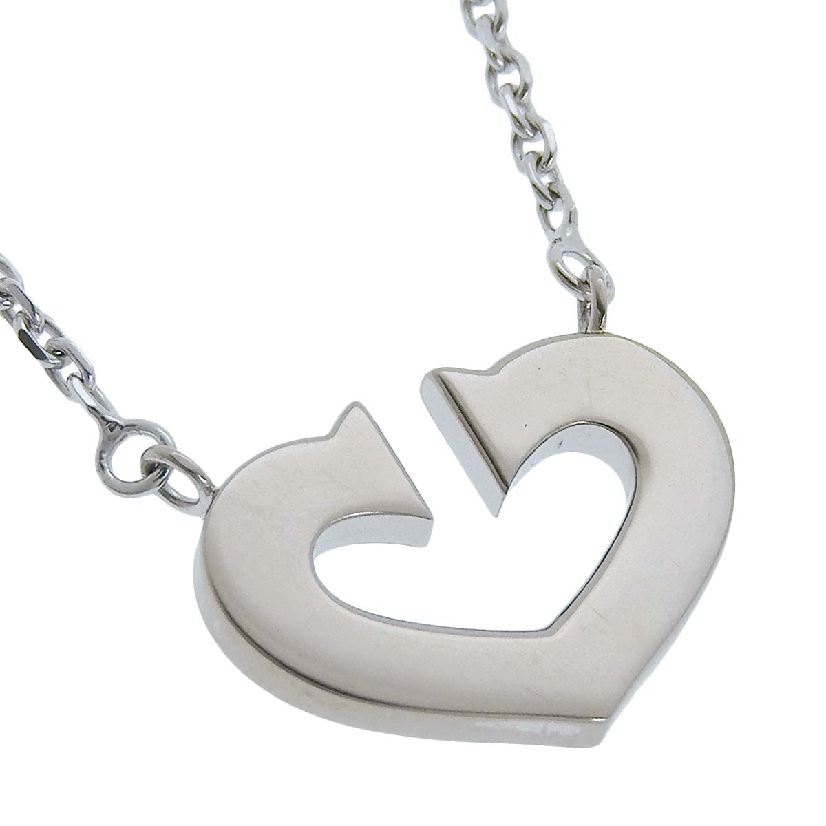 カルティエ CARTIER Cハート ネックレス 750WG K18WG ホワイトゴールド レディース 4729