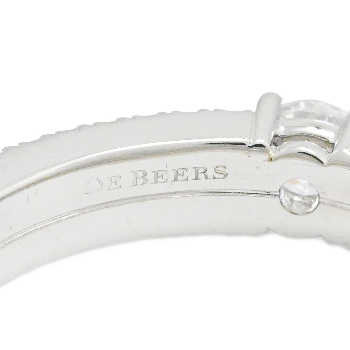 デビアス De Beers PT950 プラチナ プロミス ダイヤモンドリング 一粒ダイヤ レディース サイズ13号  2023