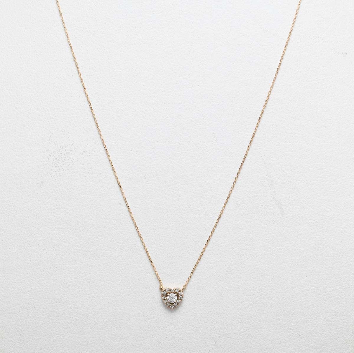 ヴァンドーム Vendome K18PG ダイヤ0.12ct ハート ネックレス アクセサリー 3312
