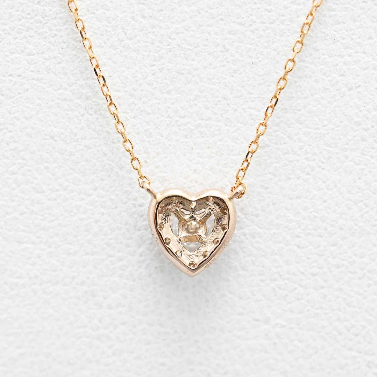 ヴァンドーム Vendome K18PG ダイヤ0.12ct ハート ネックレス アクセサリー 3312