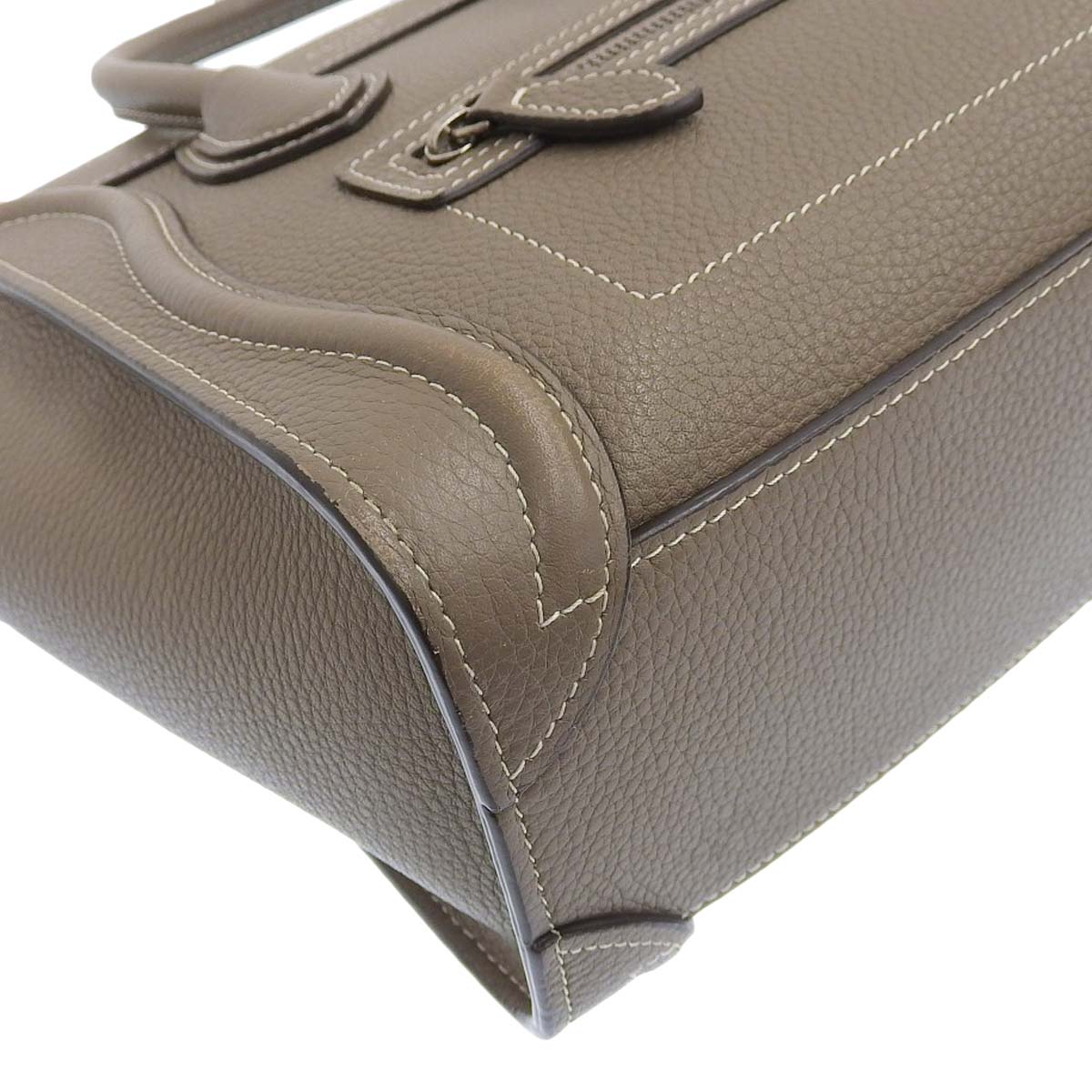 セリーヌ CELINE ラゲージ ナノショッパー 2WAY ショルダーバッグ ハンドバッグ レザー グレージュ レディース 4332