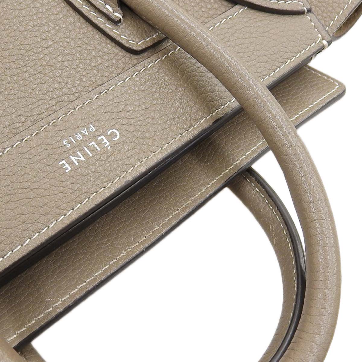 セリーヌ CELINE ラゲージ ナノショッパー 2WAY ショルダーバッグ ハンドバッグ レザー グレージュ レディース 4332