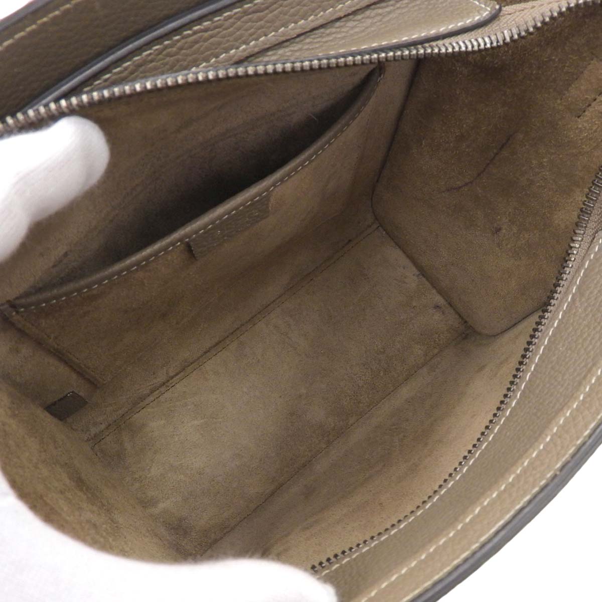 セリーヌ CELINE ラゲージ ナノショッパー 2WAY ショルダーバッグ ハンドバッグ レザー グレージュ レディース 4332