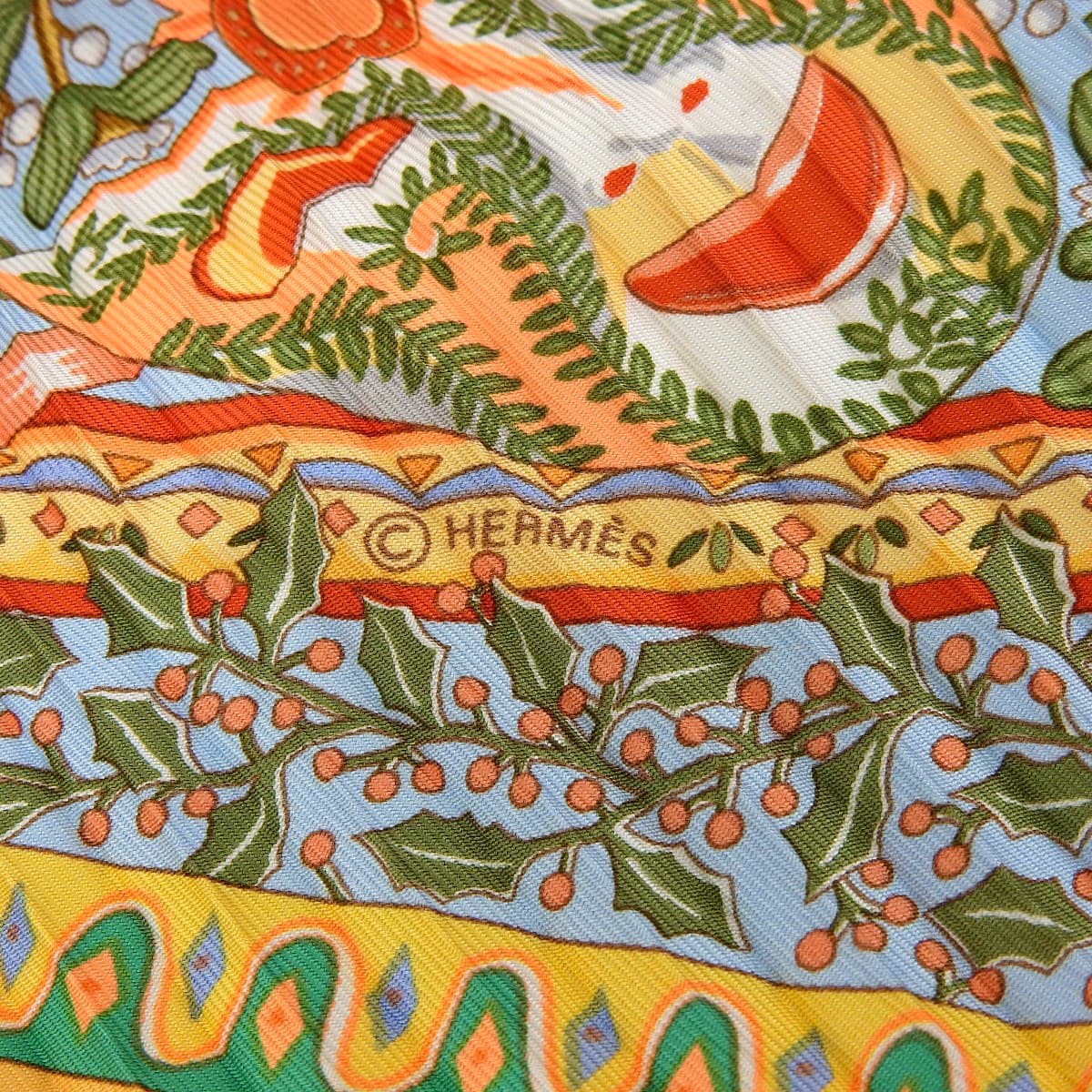 エルメス HERMES プリーツスカーフ AXisMundi 世界の中心軸 シルク