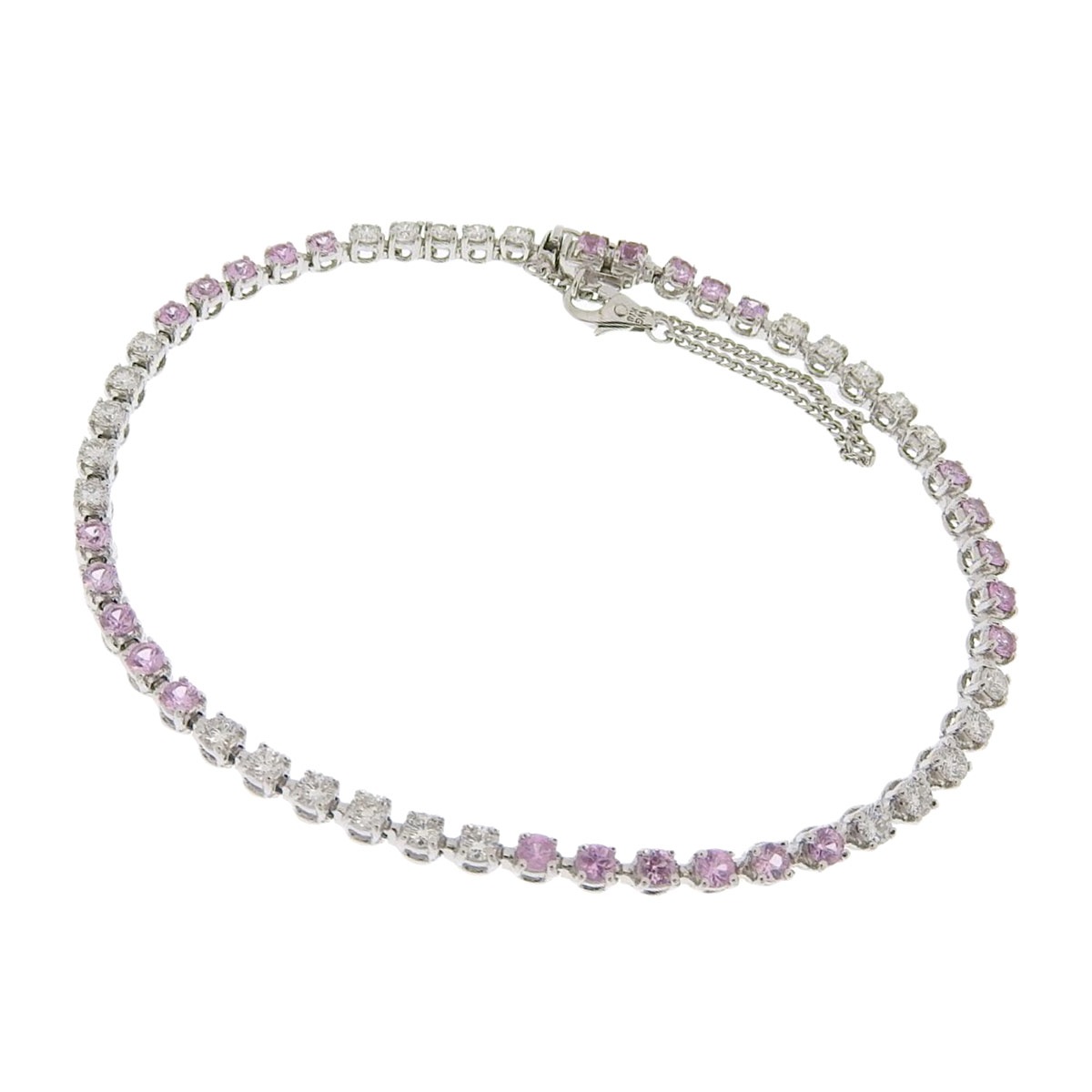 K18ＷG ホワイトゴールド ピンクサファイア 1.95ct ダイヤモンド 1.56ct ブレスレット レディース 4217