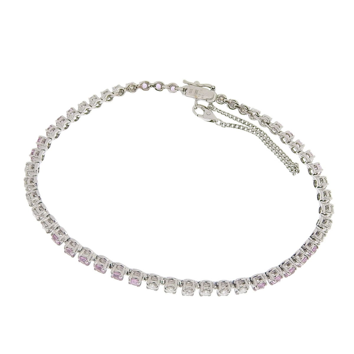 K18ＷG ホワイトゴールド ピンクサファイア 1.95ct ダイヤモンド 1.56ct ブレスレット レディース 4217