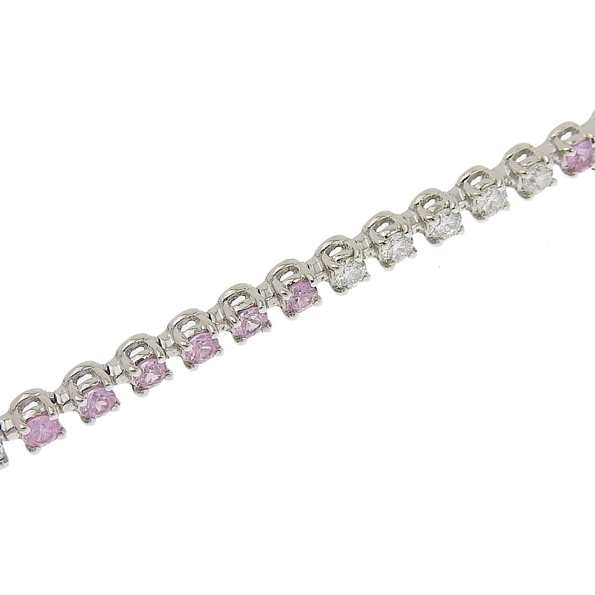 K18ＷG ホワイトゴールド ピンクサファイア 1.95ct ダイヤモンド 1.56ct ブレスレット レディース 4217