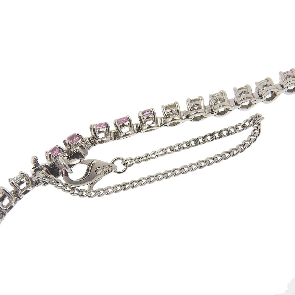 K18ＷG ホワイトゴールド ピンクサファイア 1.95ct ダイヤモンド 1.56ct ブレスレット レディース 4217