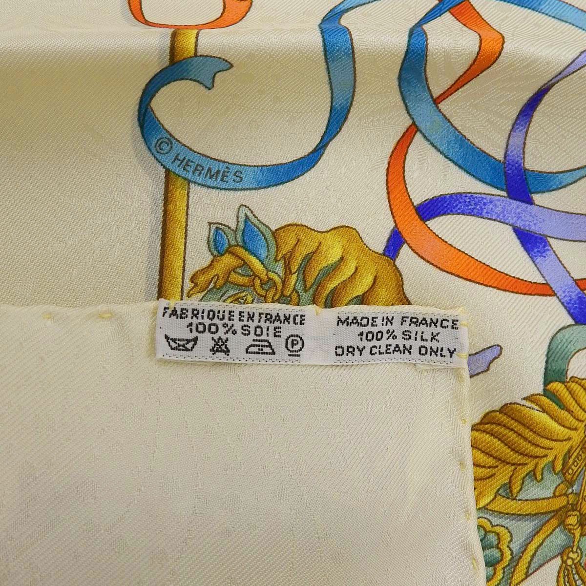 エルメス HERMES カレ90 LUNAPARK メリーゴーランド スカーフ シルク クリーム×ブルー系 レディース 4637