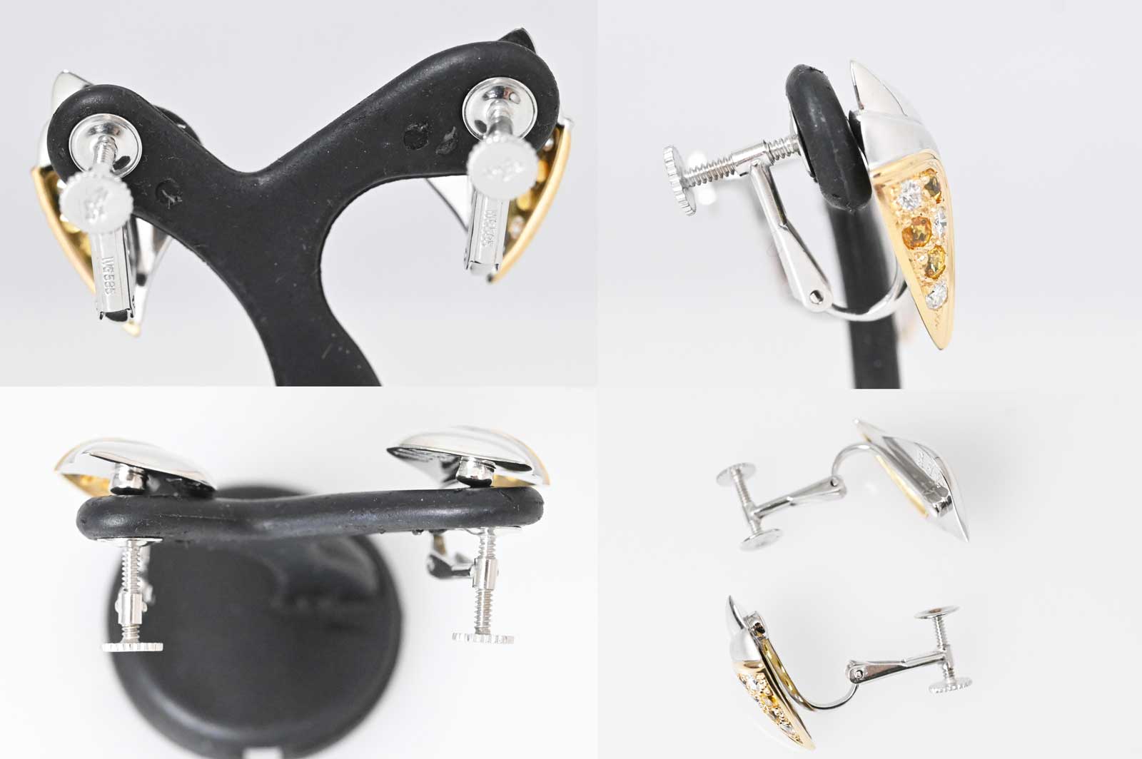 ジュネ Jeunet K18ＷG YG/K14ＷG イエローサファイア0.42ct ダイヤ0.24ct イヤリング レディース ブランドジュエリー 7281