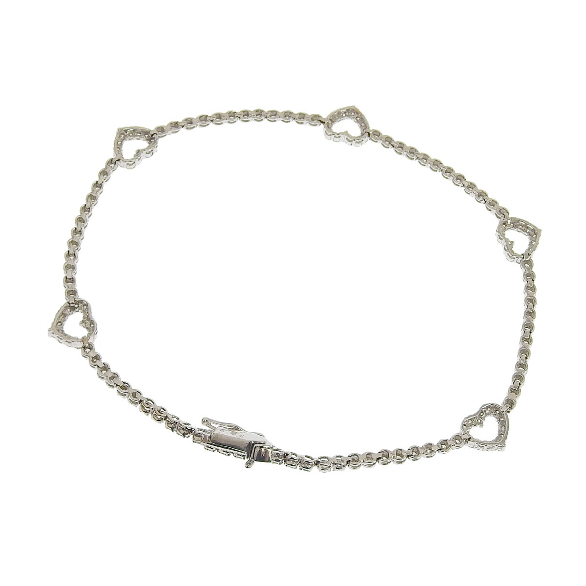 K18ＷG ホワイトゴールド ダイヤモンド 1.65ct ハートモチーフ ブレスレット レディース  4218