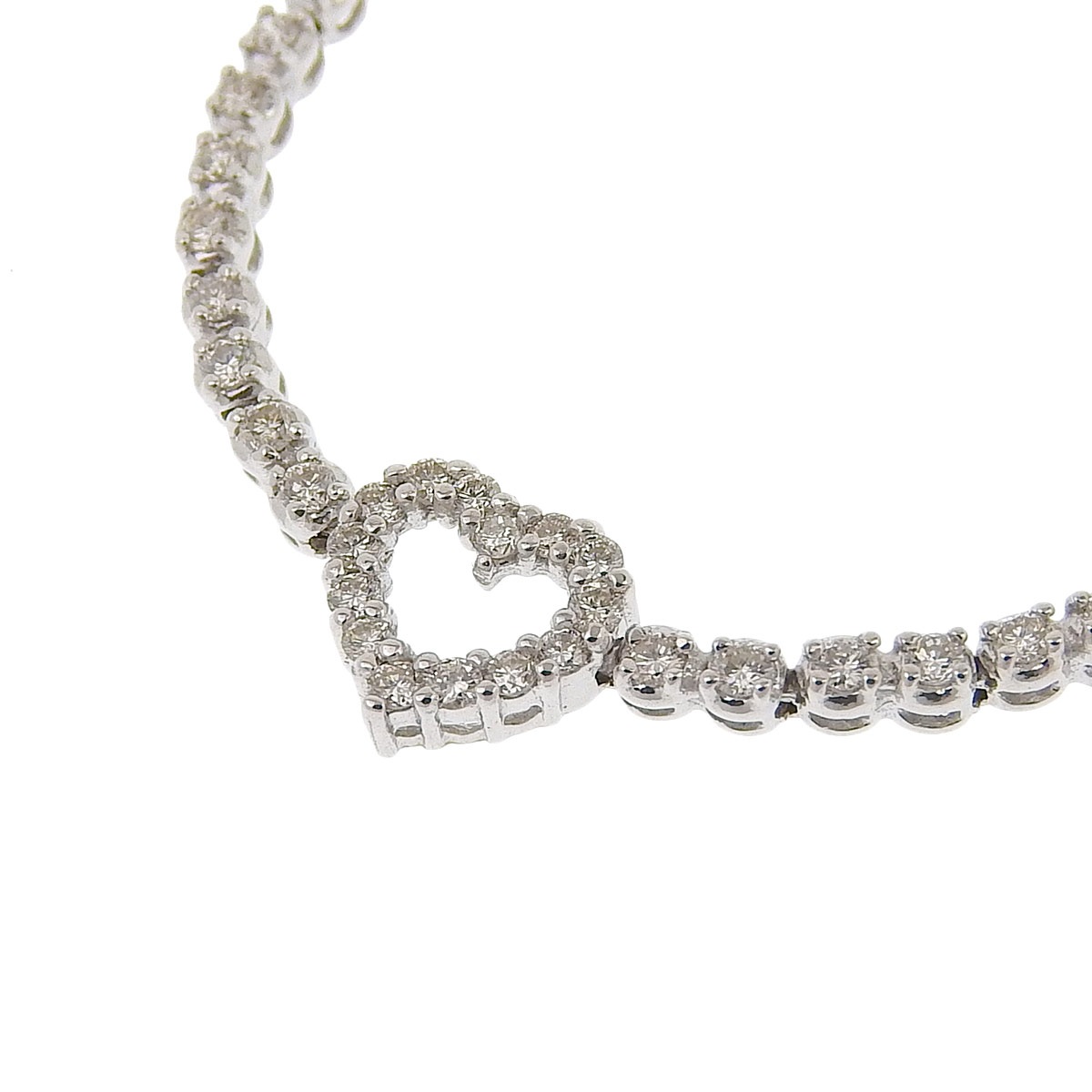 K18ＷG ホワイトゴールド ダイヤモンド 1.65ct ハートモチーフ ブレスレット レディース  4218