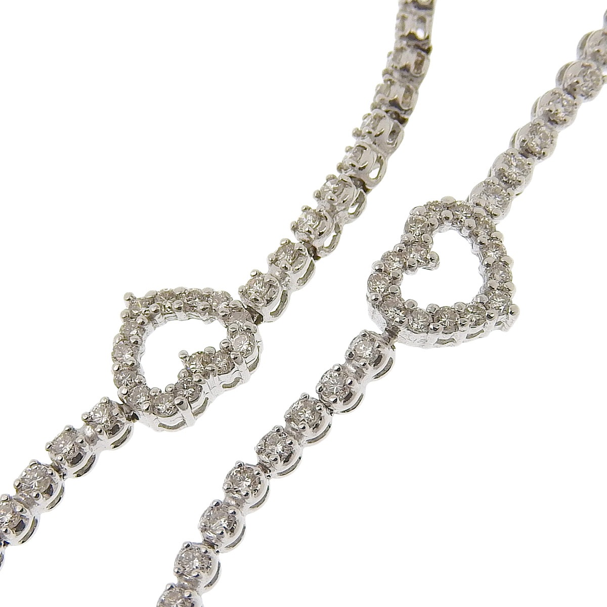 K18ＷG ホワイトゴールド ダイヤモンド 1.65ct ハートモチーフ ブレスレット レディース  4218