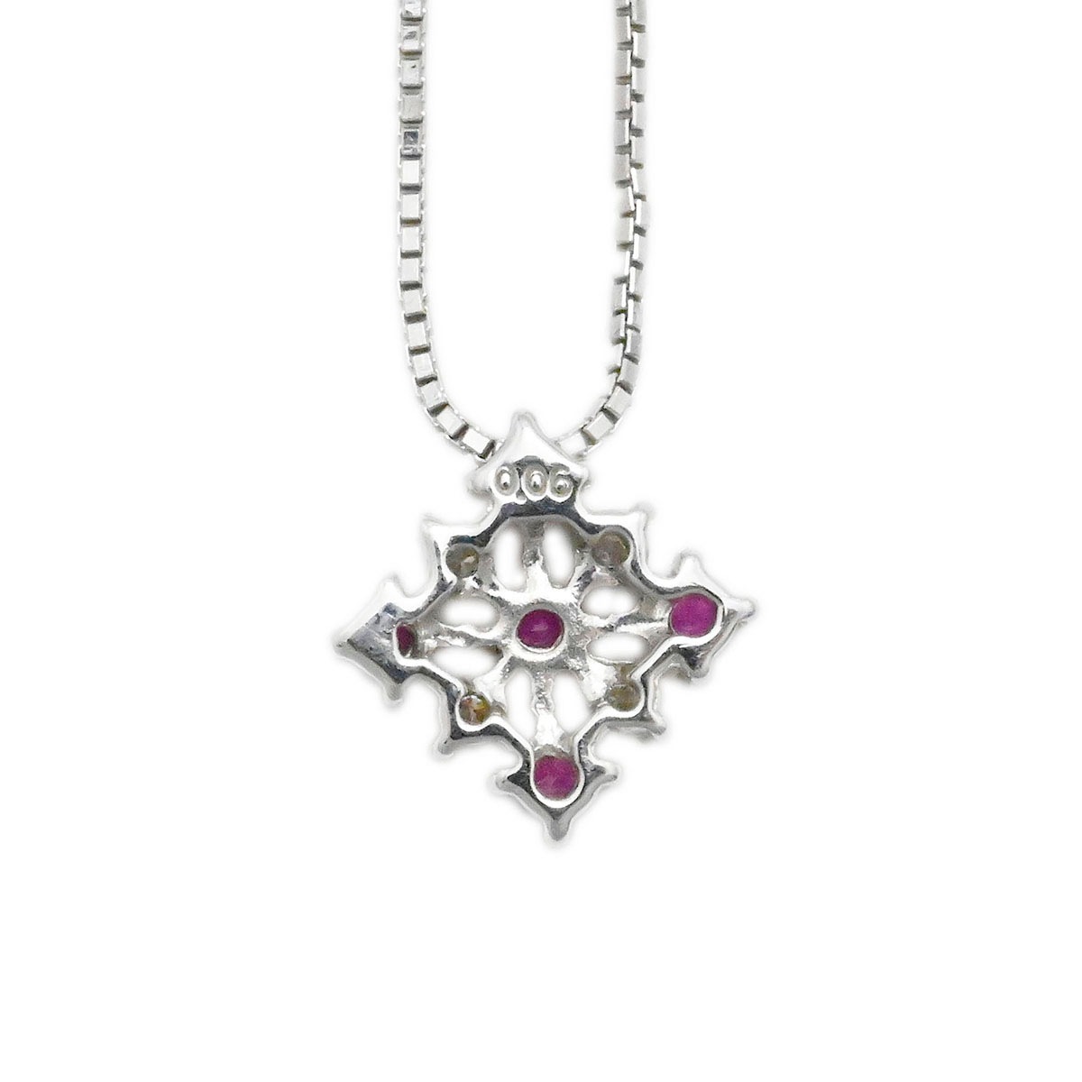 タサキ TASAKI K18WG ホワイトゴールド ルビー ダイヤ0.06ct ネックレス レディース  3690