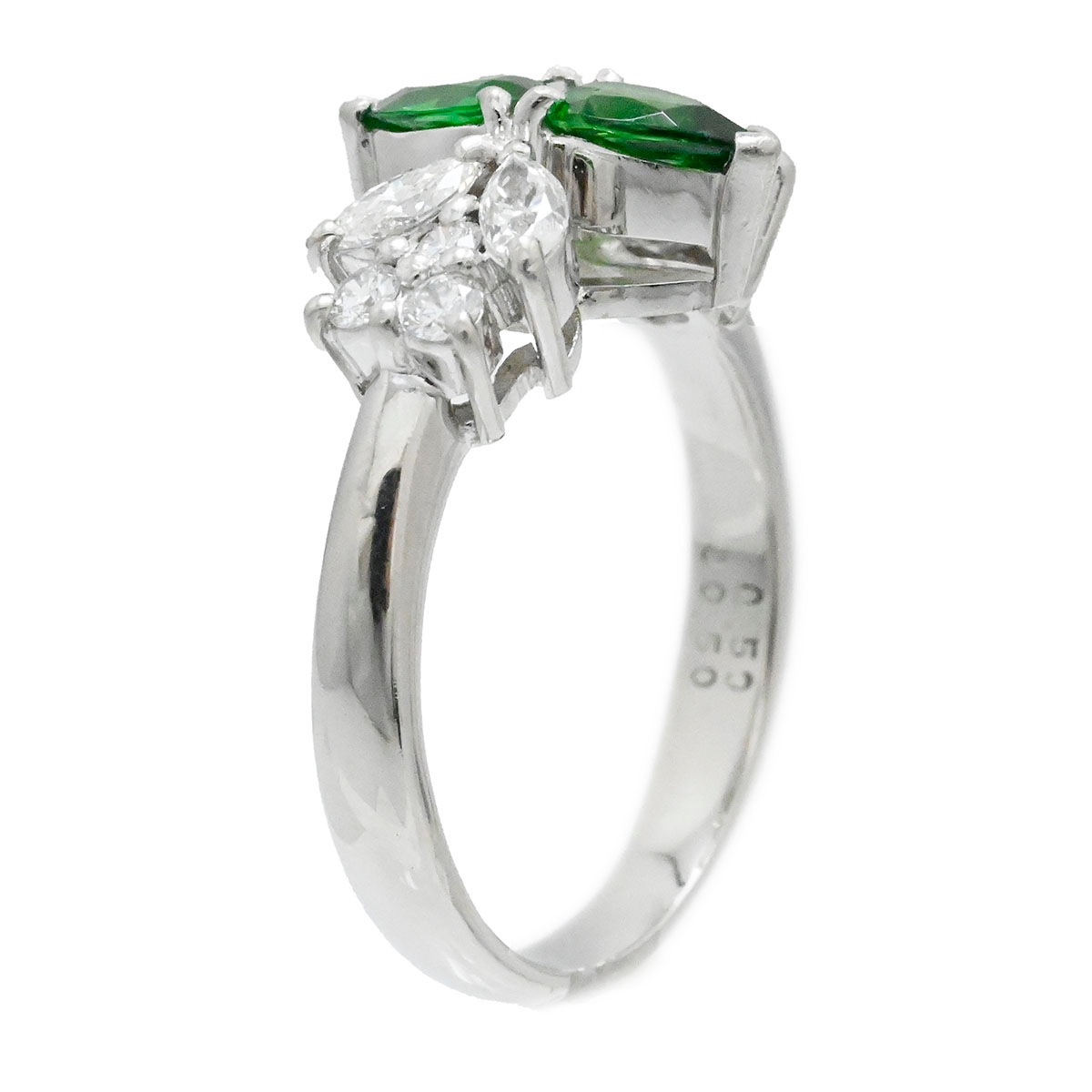 ジュネ Jeunet PT900 プラチナ グリーンガーネット0.59ct ダイヤ0.50ct リング 11.5号 レディース  3743