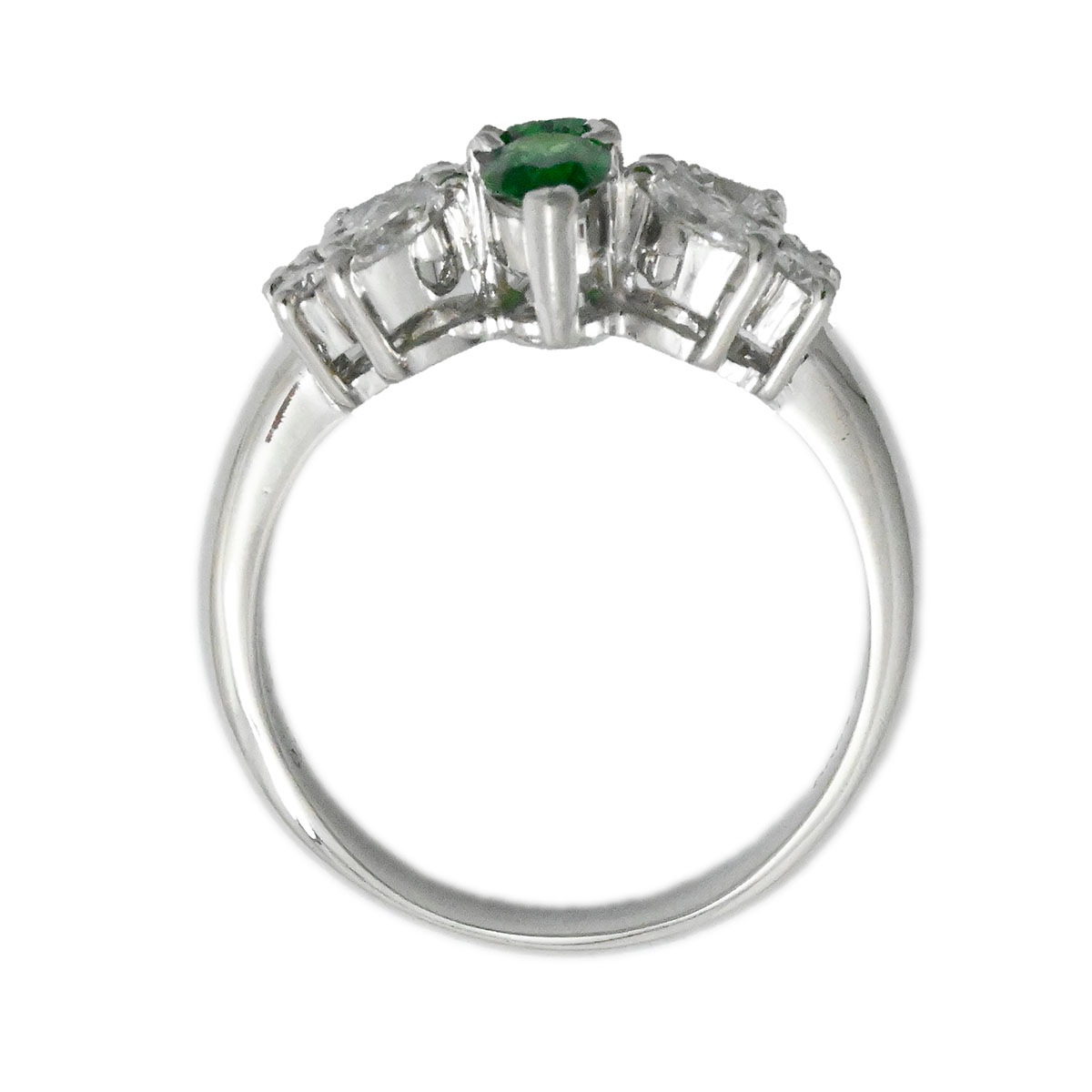 ジュネ Jeunet PT900 プラチナ グリーンガーネット0.59ct ダイヤ0.50ct リング 11.5号 レディース  3743