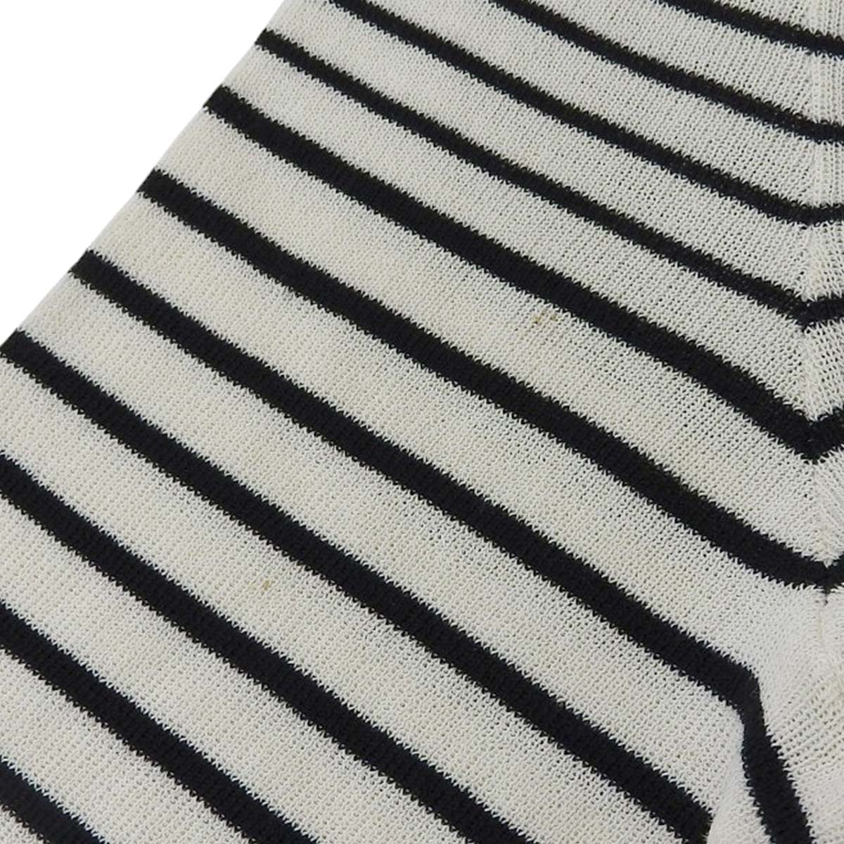 シャネル CHANEL サマーニット ボーダー 5分袖 ワンピース コットン混 ホワイト×ブラック サイズ34 レディース ココマークボタン 4639