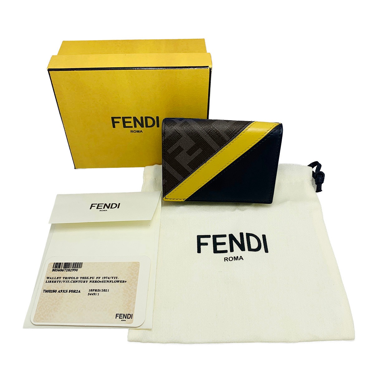 フェンディ FENDI ダイアゴナル ズッカ柄 三つ折財布 コンパクト