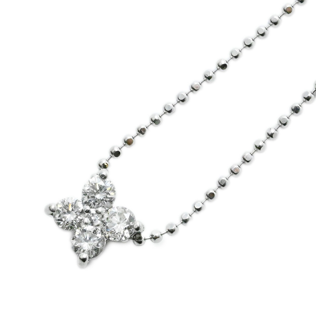 ポンテヴェキオ PONTE VECCHIO K18WG ホワイトゴールド ダイヤ0.30ct フラワーモチーフ ネックレス レディース  3691