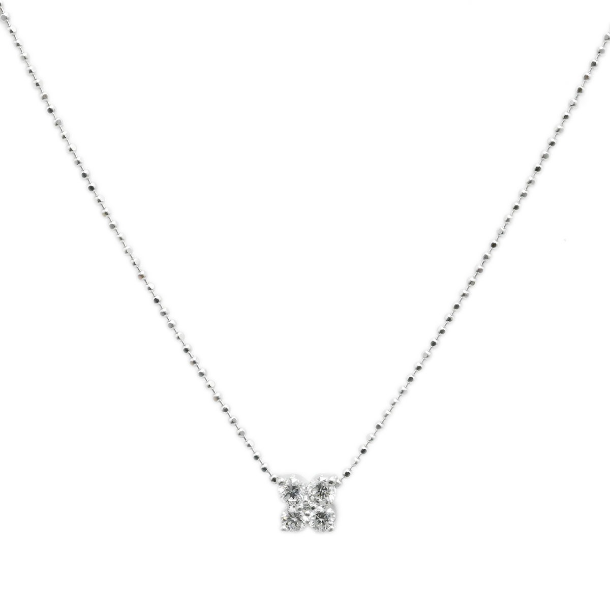 ポンテヴェキオ PONTE VECCHIO K18WG ホワイトゴールド ダイヤ0.30ct フラワーモチーフ ネックレス レディース  3691